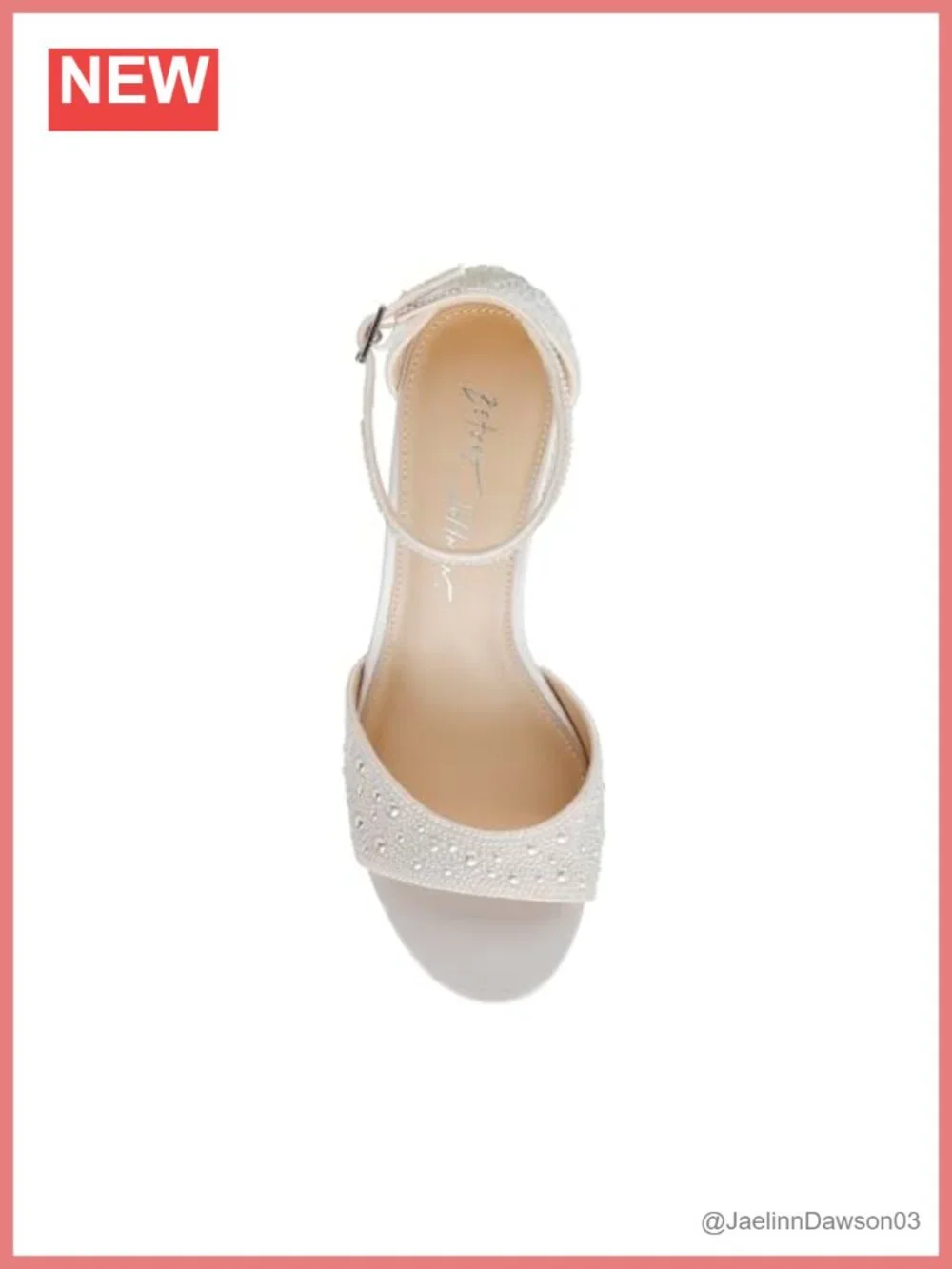 Betsey Johnson Kami Heeled Sandals - Pearl Block Heel Ankle Strap Open Toe